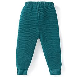 Babyhug Knitted Full Sleeves Front Open Sweater Set with Cap & Teddy Embroidery - Teal Blue