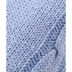 Babyhug Knit Full Length Fleece & Woollen Pant with Cable Knit Design Solid Colour - Blue