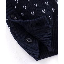 Babyhug Knitted Full Sleeves Winter Wear Romper With Christmas Theme -Navy Blue