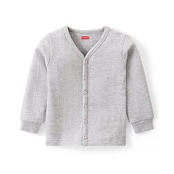 Babyhug Full Sleeves Solid Front Open Vest & Leggings Set - Light Grey