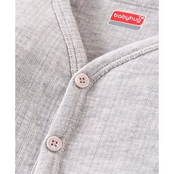 Babyhug Full Sleeves Solid Front Open Vest & Leggings Set - Light Grey