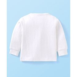Babyhug Full Sleeves Solid Colour Front Open  Thermal Vest & Pant Set - Off White