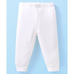 Babyhug Full Sleeves Solid Colour Front Open  Thermal Vest & Pant Set - Off White