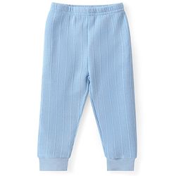 Babyhug Full Sleeves Solid Front Open Vest & Leggings Set - Blue