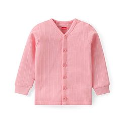 Babyhug Full Sleeves Solid Front Open Vest & Leggings Set - Pink