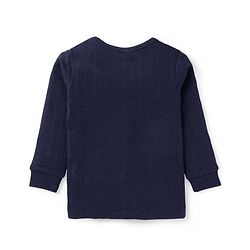 Babyhug Full Sleeves Solid Color Front Open Thermal Vest & Legging Set - Navy Blue