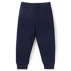 Babyhug Full Sleeves Solid Color Front Open Thermal Vest & Legging Set - Navy Blue