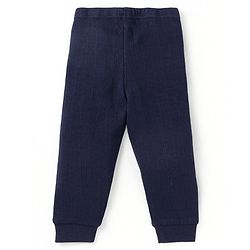 Babyhug Full Sleeves Solid Color Front Open Thermal Vest & Legging Set - Navy Blue