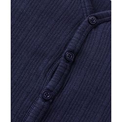 Babyhug Full Sleeves Solid Color Front Open Thermal Vest & Legging Set - Navy Blue