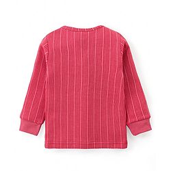 Babyhug Full Sleeves Front Open Thermal Wear Set - Coral