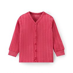 Babyhug Full Sleeves Front Open Thermal Wear Set - Coral