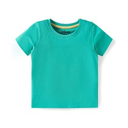 Babyhug Disney Cotton Knit Half Sleeves T-Shirt & Dungaree with Mickey Mouse Graphics - Navy Blue & Green