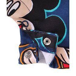Babyhug Disney Cotton Knit Half Sleeves T-Shirt & Dungaree with Mickey Mouse Graphics - Navy Blue & Green