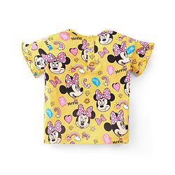 Babyhug Disney Single Jersey Half Sleeves Night Suit Minnie Mouse Print - Yellow