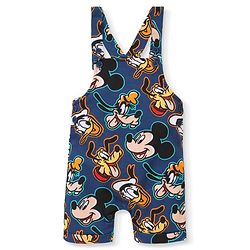 Babyhug Disney Cotton Knit Dungarees with Half Sleeves T-Shirt Mickey Mouse Print - Blue
