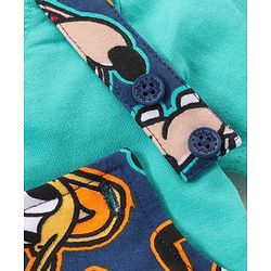 Babyhug Disney Cotton Knit Dungarees with Half Sleeves T-Shirt Mickey Mouse Print - Blue