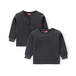 Babyhug Full Sleeves Front Open & Pullover Vest Combo Set Pack of 2 - Dark Grey