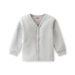 Babyhug Full Sleeves Thermal Front Open & Pullover Thermal Vest Solid Colour Pack Of 2 - Light Grey