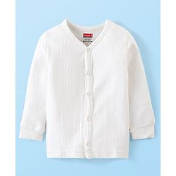 Babyhug Full Sleeves Thermal Front Open & Pullover Thermal Vest Solid Colour Pack Of 2 - Offwhite