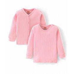 Babyhug Full Sleeves Thermal Front Open & Pullover Thermal Vest Solid Colour Pack Of 2 - Pink