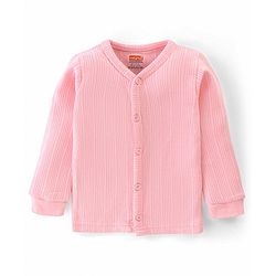 Babyhug Full Sleeves Thermal Front Open & Pullover Thermal Vest Solid Colour Pack Of 2 - Pink
