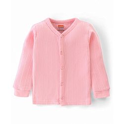 Babyhug Full Sleeves Thermal Front Open & Pullover Thermal Vest Solid Colour Pack Of 2 - Pink