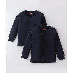 Babyhug Pullover Full Sleeve Solid Colour Thermal Vests Pack of 2 - Navy