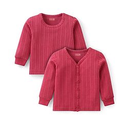 Babyhug Full Sleeves Front Open & Pullover Thermal Vests with Solid Colour Pack of 2 - Maroon