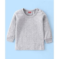 Babyhug Full Sleeves Thermal Vests & Pant Set - Light Grey