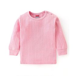 Babyhug Full Sleeves Solid Thermal Vests & Pant Set of 3 - Pink