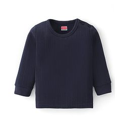 Babyhug Full Sleeves Solid Thermal Vests & Pant Set of 3 - Navy Blue