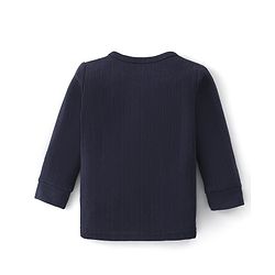 Babyhug Full Sleeves Solid Thermal Vests & Pant Set of 3 - Navy Blue