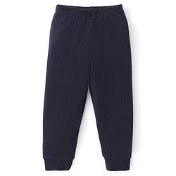 Babyhug Full Sleeves Solid Thermal Vests & Pant Set of 3 - Navy Blue