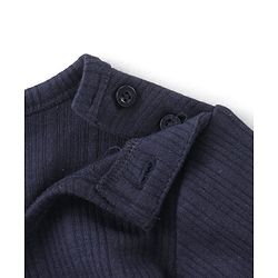 Babyhug Full Sleeves Solid Thermal Vests & Pant Set of 3 - Navy Blue