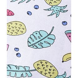 Babyhug Cotton Knit Cap Sleeve Nighty With Fruit Print - White