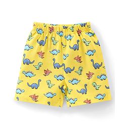 Babyhug Single Jersey Knit Half Sleeves Dino Printed Night Suit - Yellow