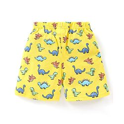 Babyhug Single Jersey Knit Half Sleeves Dino Printed Night Suit - Yellow