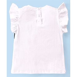 Babyhug Disney Cotton Knit Frill Sleeves Top  with Frill Detailing Minnie Mouse Graphics - White