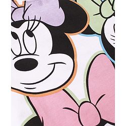 Babyhug Disney Cotton Knit Frill Sleeves Top  with Frill Detailing Minnie Mouse Graphics - White