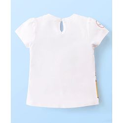 Babyhug Disney Cotton Knit Half Sleeves Top with Marie Graphics- White