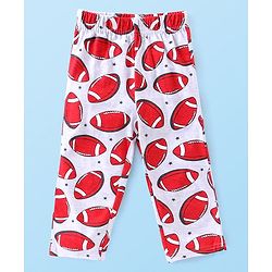 Babyhug Cotton Knit Half Sleeves Night Suit Rugby Ball Print - Grey
