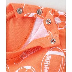 Babyhug Cotton Knit Half Sleeves Night Suit Football Print - Orange