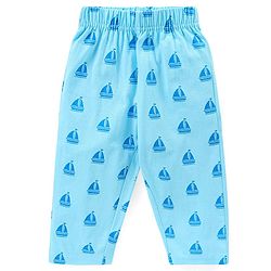 Babyhug Single Jersey Knit Half Sleeves Night Suit Animal Print - Blue