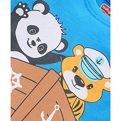 Babyhug Single Jersey Knit Half Sleeves Night Suit Animal Print - Blue