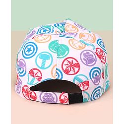 Babyhug Marvel Cotton Summer Cap With Avengers  Print - Bright White