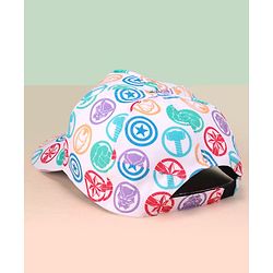 Babyhug Marvel Cotton Summer Cap With Avengers  Print - Bright White