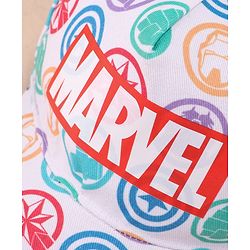 Babyhug Marvel Cotton Summer Cap With Avengers  Print - Bright White