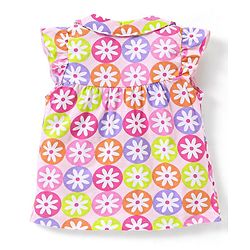 Babyhug Single Jersey Half Sleeves Night Suit Floral Print - Multicolour