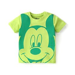 Babyhug Disney Cotton Knit Half Sleeves T-Shirt with Mickey Mouse  Print - Green