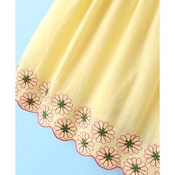 Babyhug Cambric Woven Sleeveless Frock Floral Embroidery - Yellow